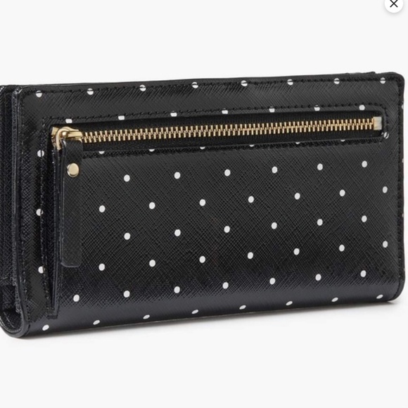 Kate Spade Polka Dot Wallet Slim Bifold Black White Pre-owned - Picture 4 of 7